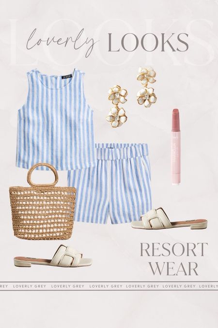 Loverly Grey resort wear outfit idea. I love this striped J. Crew set and cream colored slides from Anthropologie. 

#LTKstyletip #LTKSeasonal #LTKtravel