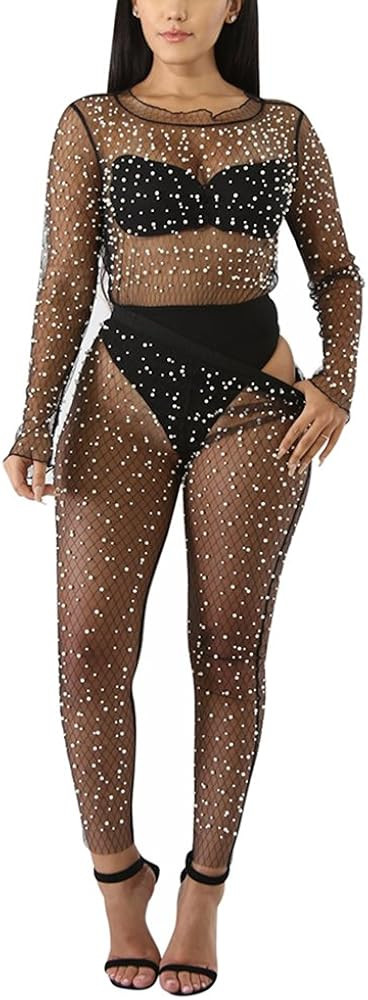 Choichic Women's Mesh Cover Up See Through Summer Beach Mini Dress or Two Piece Outfits | Amazon (US)