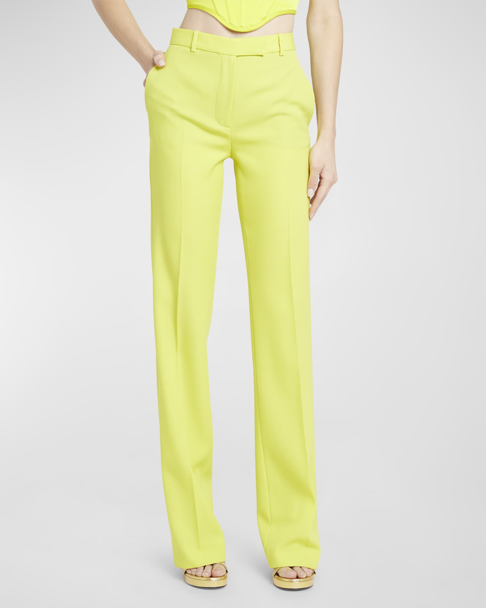 Informal Straight-Leg Wool Pants | Neiman Marcus
