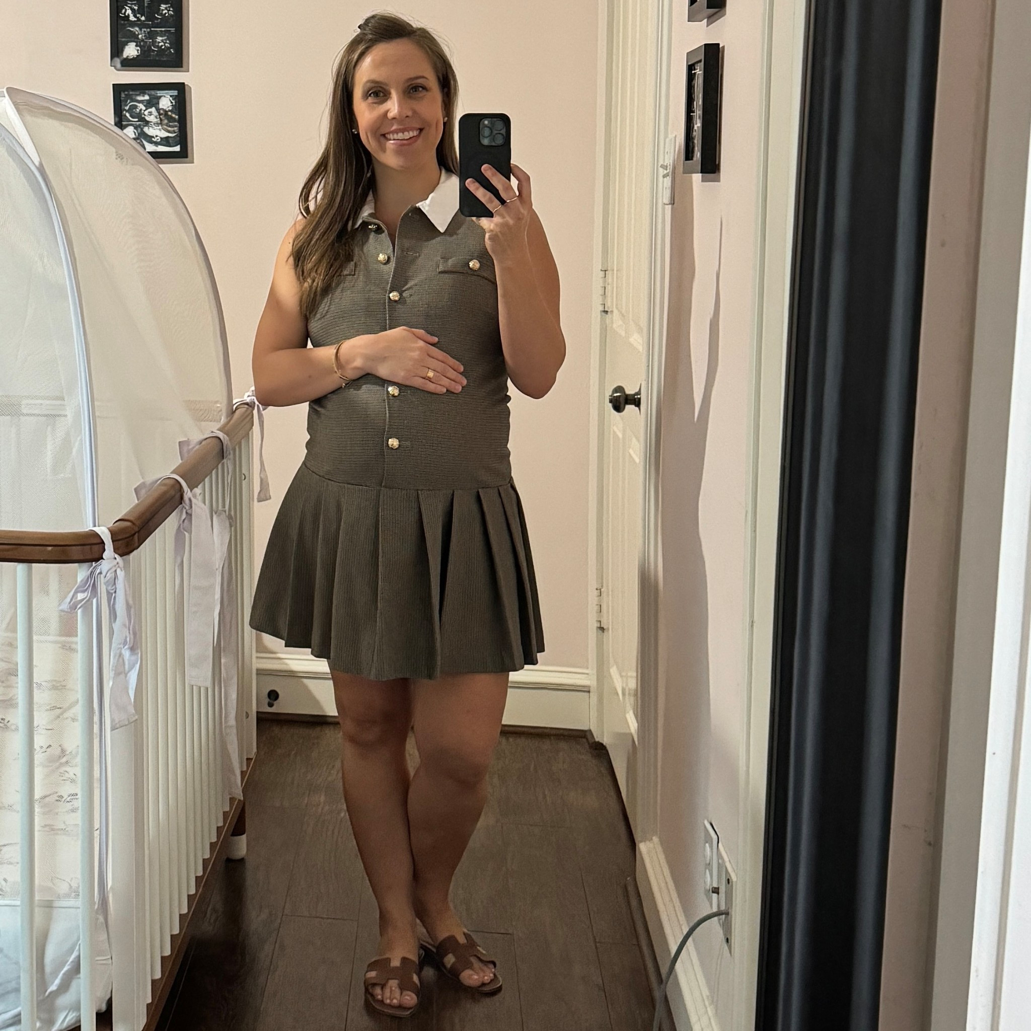 Trying to keep it chic with a bump in this collared preppy dress. Wearing a size 8 in dress  

#LTKBump #LTKPetite #LTKootd