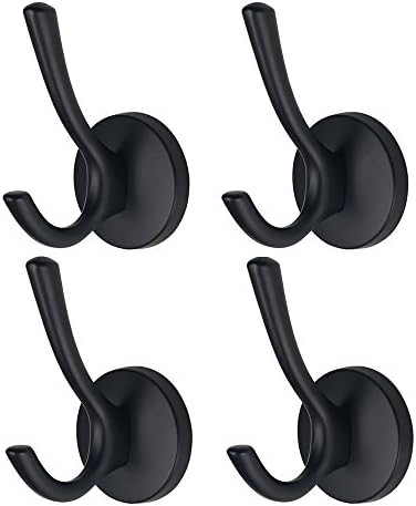 Mellewell 4 Pack Double Robe Hook Heavy Duty Towel Coat Hooks 4-1/5'' Wall Mounted in Matte Black... | Amazon (US)