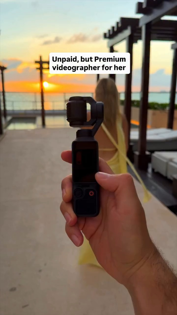 Welcome to husband training camp 🙋🏻🎥 

I’ve been capturing videos of Giselle for the past 6 years as we’ve travelled all over the world, but I don’t think it’s ever been as easy as it was with the DJI Osmo Pocket 4 🤯

This camera is like having a massive camera set up, and a gimbal, all in 1 small pocket sized camera. I was reaching for this more than my phone or my camera on our last trip to Cancun 👀

My favorite part is that is can track the subject, so all I have to do is tap Giselle and no matter where she moves, she will be perfectly in the center of the frame 😎 this makes capturing the perfect shot for every husband out there soooooo much easier!