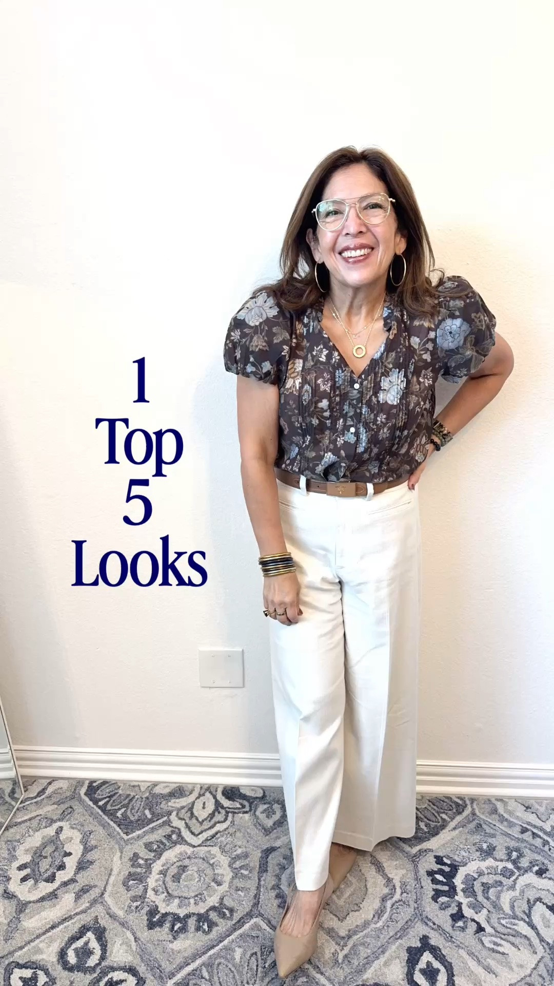1️⃣ One blouse. 

5️⃣ Five outfits. 

💫 This is a great top to add this fall if you are struggling with what to wear in the morning. It can truly add versatility to your wardrobe. 

The beautiful print gives you options to create new outfits AND make it easier to get dressed in the morning. 

It’s perfect whether you have a client meeting or are going out for the weekend.

One blouse. Five ways:
1.  Winter white pants. Clean and client-ready. The print becomes the focal point instead of competing with everything else.
2.  Jeans. Weekend ready. The blouse keeps the look intentional.
3.  Camel pants. An easy neutral look that highlights the floral pattern. Office ready. 
4.  Olive pants and a suede jacket. Texture pulls the outfit together.
5.  Brown pants. The brown pants make the outfit look polished and warm. Easy work-to-dinner when the day runs long.

A full closet and nothing to wear is usually a versatility problem, not a shopping problem. 

👉🏼 One blouse that works five ways beats five blouses that only work once.

Save this the next time you are tempted to buy another “maybe.” 

If your wardrobe is full and still not working, comment CLEANOUT for my Top Ten Tips to Clean Out Your Closet.