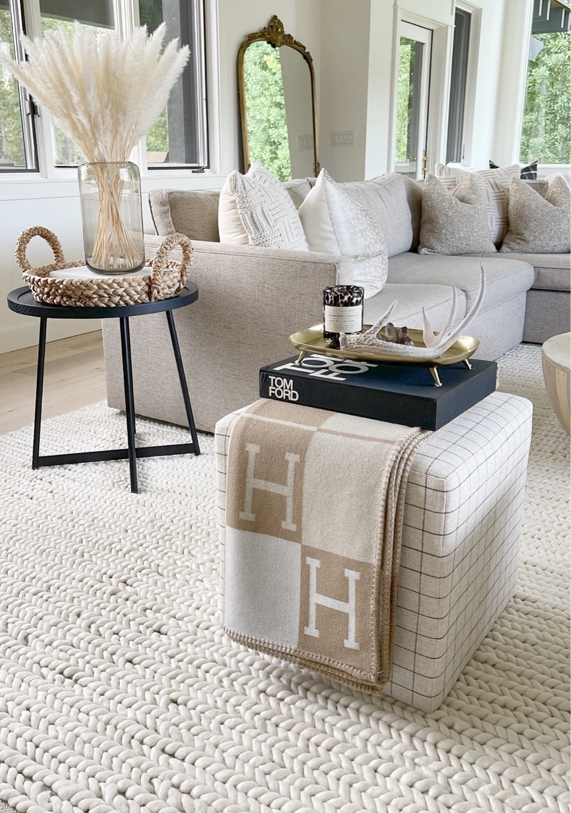 H O M E \ living room home decor details! Target pouf and pillows paired with Walmart finds and more!

#LTKhome