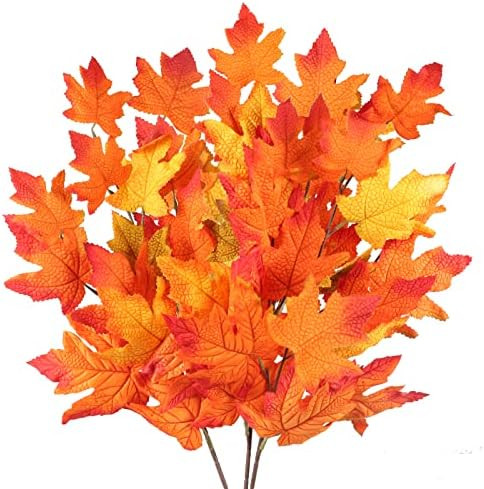 NAHUAA 3PCS Fall Silk Flowers Maple Bunches Artificial Greenery Stems Maple Leaves Faux Plants for H | Amazon (US)