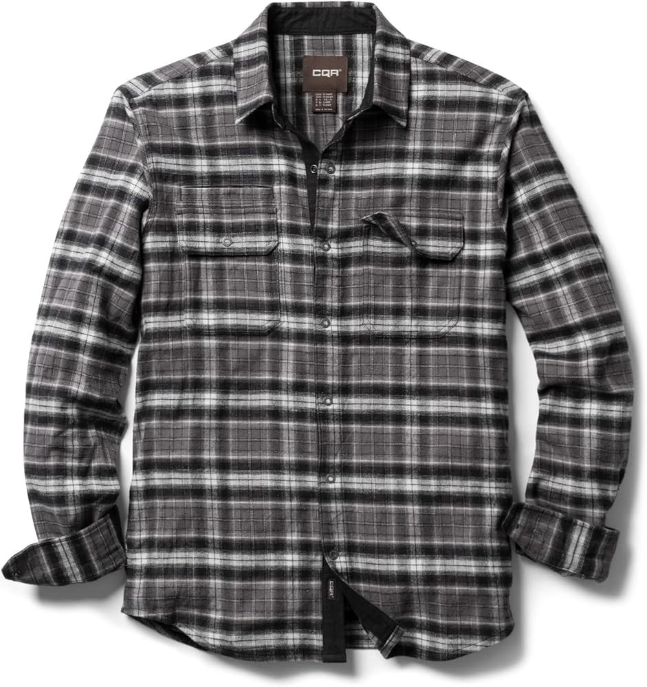 CQR Men's 100% Cotton Plaid Flannel Shirt, Long Sleeve Shirt Jackets, Casual Outdoor Jacket with ... | Amazon (US)