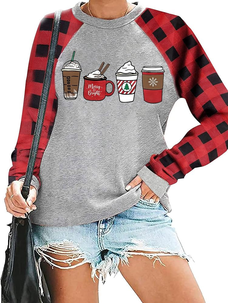 LAZYCHILD Christmas Shirts for Women Merry Christmas Tree Graphic Sweatshirt Xmas Heart Holiday T... | Amazon (US)