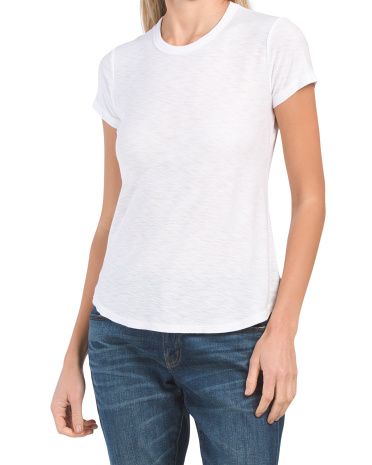 Sheer Slub Short Sleeve Crew Neck Tee | TJ Maxx