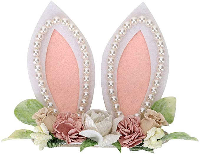 Arnzrmo Bunny Rose Easter Headbands Flower Bows for Baby Girl | Amazon (US)