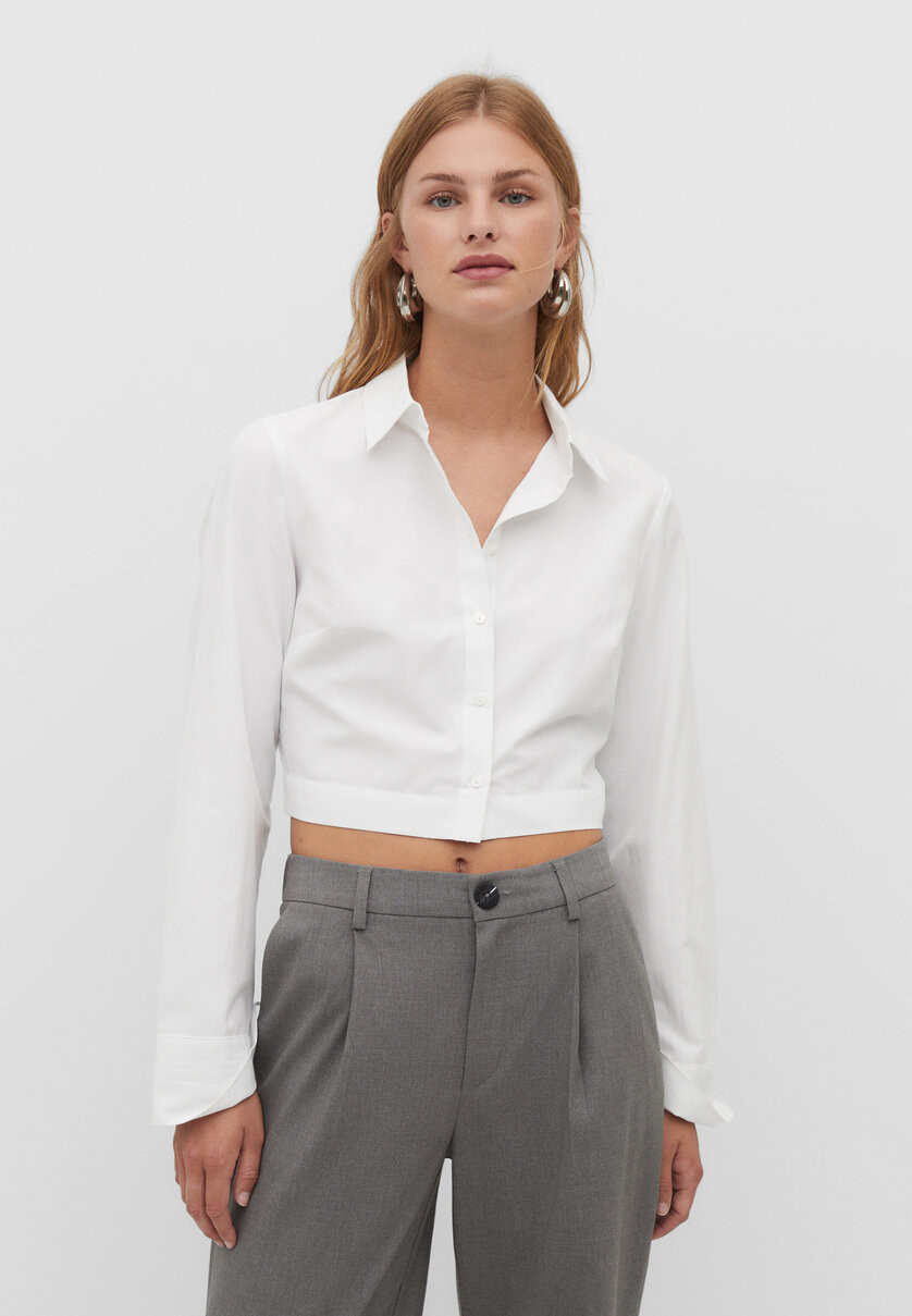 Camicia corta in popeline - Camicie da donna | Stradivarius Italia | Stradivarius (IT)