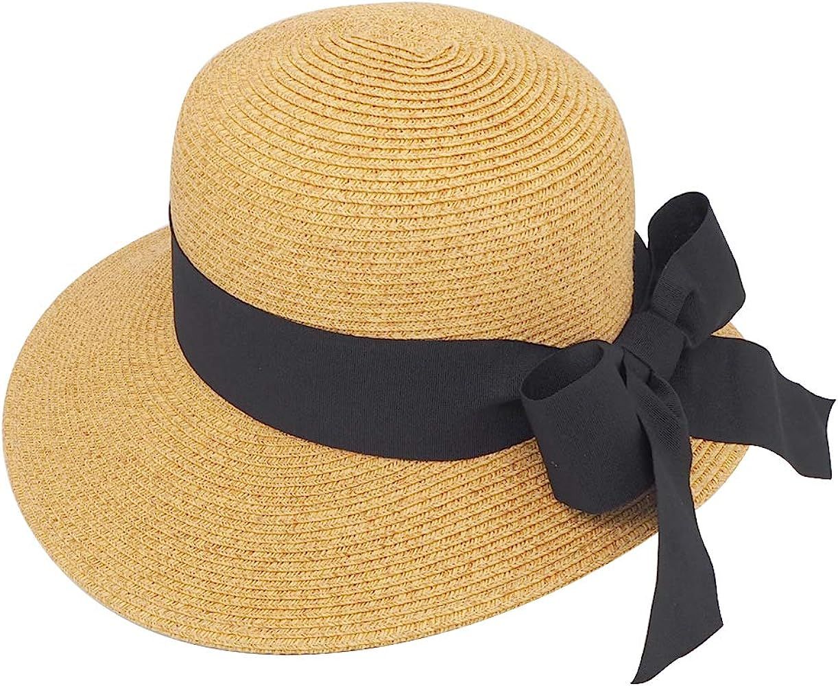 MORSTYLE Women Wide Brim Sun Protection Hat Straw Summer Beach Floppy Hat Foldable Adjustable UPF... | Amazon (US)