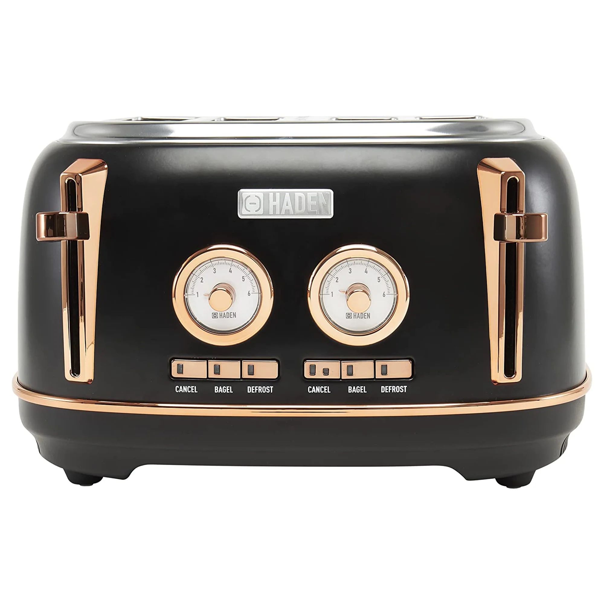 Haden Dorset 4-Slice Wide Slot Stainless Steel Toaster, Black / Copper - 75083 | Walmart (US)