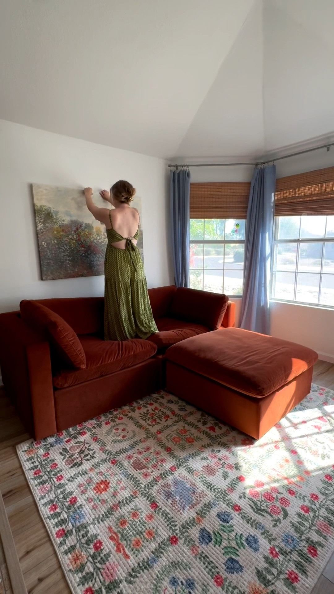 We have this little nook in our home that gets the most beautiful natural sunshine throughout the day. We never got around to fully decorating this space, so it kind of turned into a catch all, “amazon box storage” empty space… 

But now we are finally creating our whimsical, cozy sunroom. I cannot wait to enjoy a cup of tea on this beautiful red rust, velvet sofa, watch a thunderstorm out the windows, and finally use this space for what it was always meant for ☀️

#LTKdayinmylife #LTKHome #LTKSeasonal