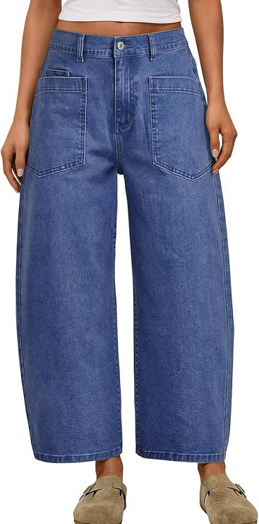 Trendy Queen Women‘s High Waisted Barrel Jeans - Vintage Wide Leg & Ankle Length Denim Pants fo... | Amazon (US)
