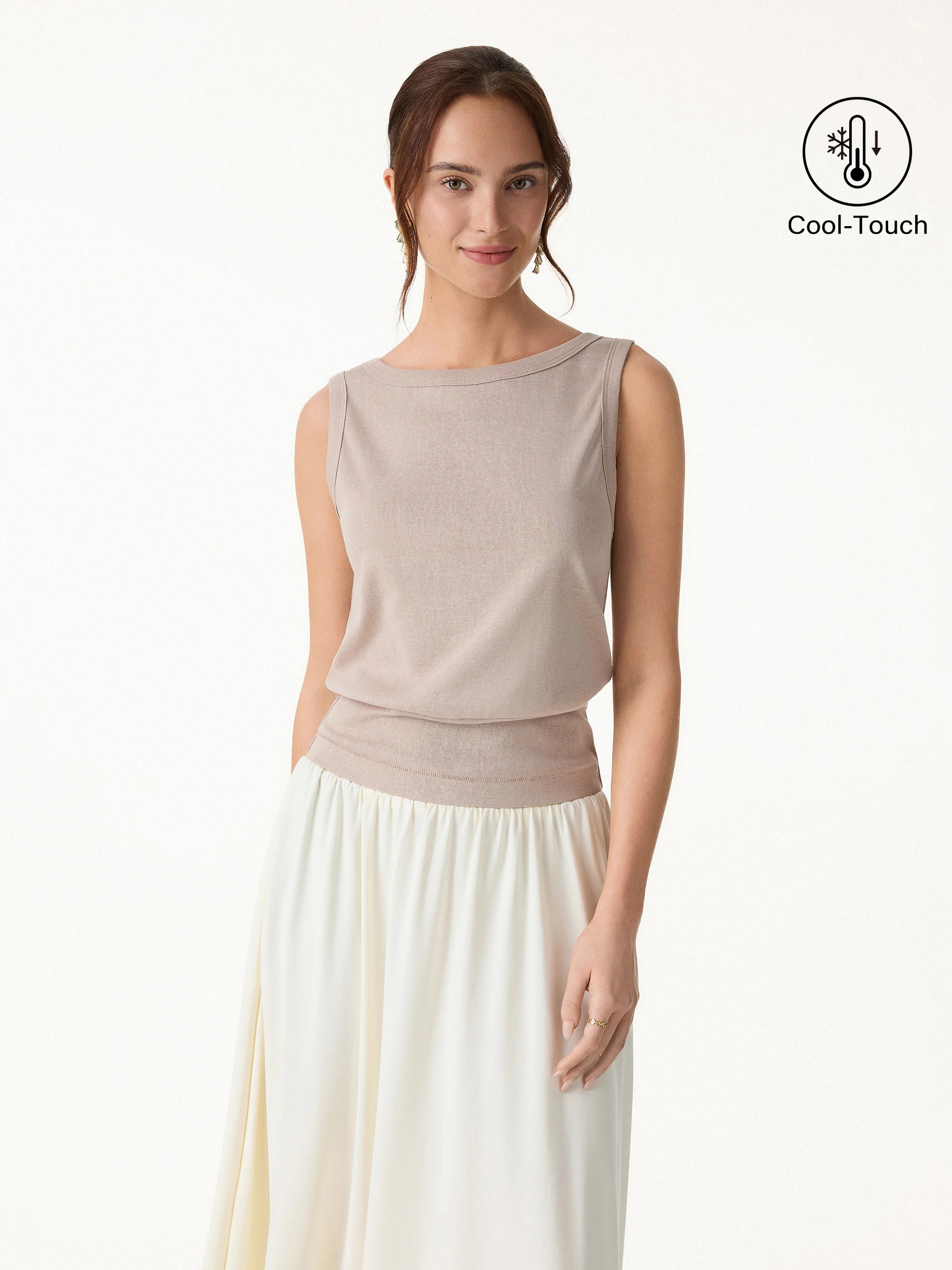 Cotton-Linen Blend Reversible Boatneck Low Back Top | OGLmove
