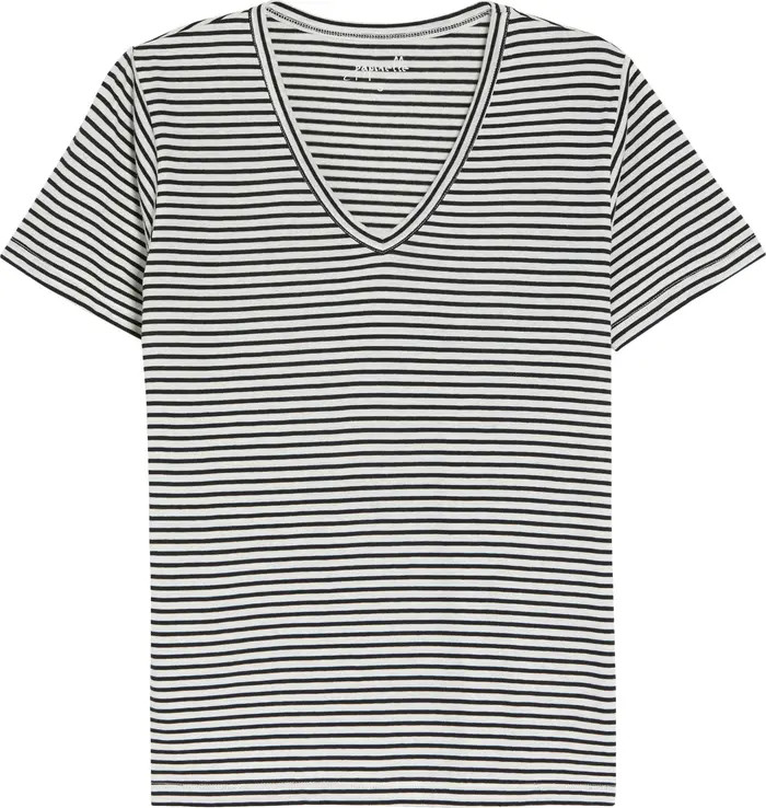 Jada Stripe V-Neck Organic Cotton T-Shirt | Nordstrom