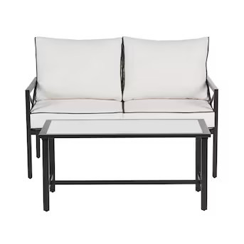 Style Selections Glenaire 2-Piece Patio Conversation Set with White Cushions | Lowe's