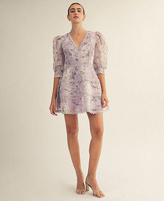 Women's Scarlett Printed V-Neck Mini Dress | Macy's
