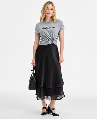 Women's Tiered Flounce Midi Skirt, Macy's Exclusive | Macy's
