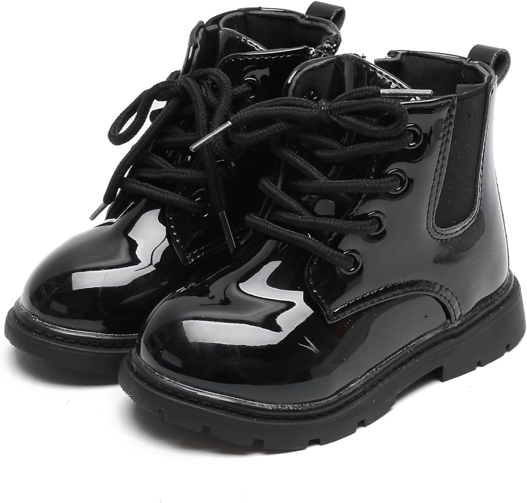 Komfyea Kid Ankle Boots Children Outdoor Shoes For Boys Girls Zippper Lace Up(Toddler/Little Kids... | Amazon (US)