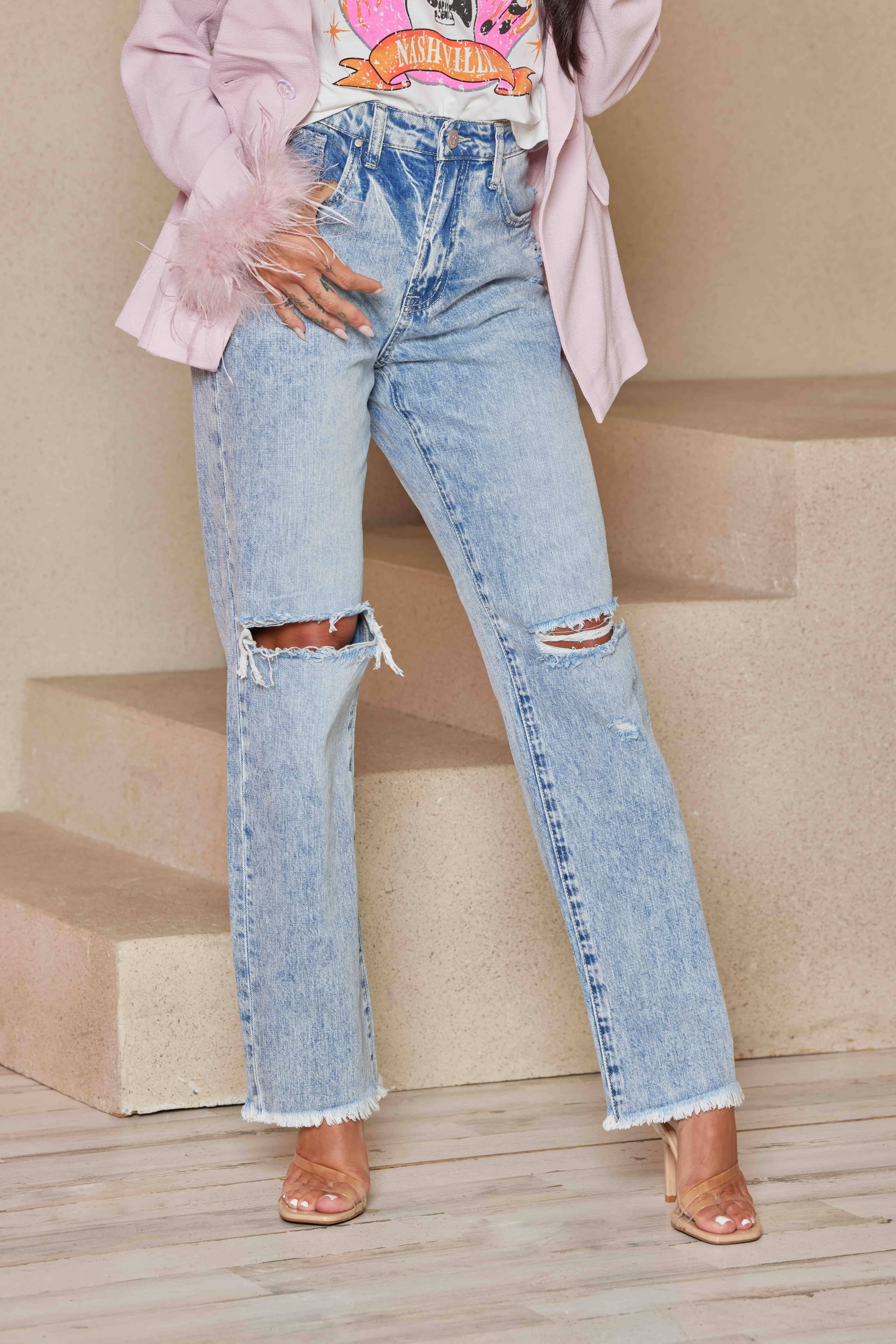 Marren Ripped Frayed Hem Jeans | S.L. Blake And Company