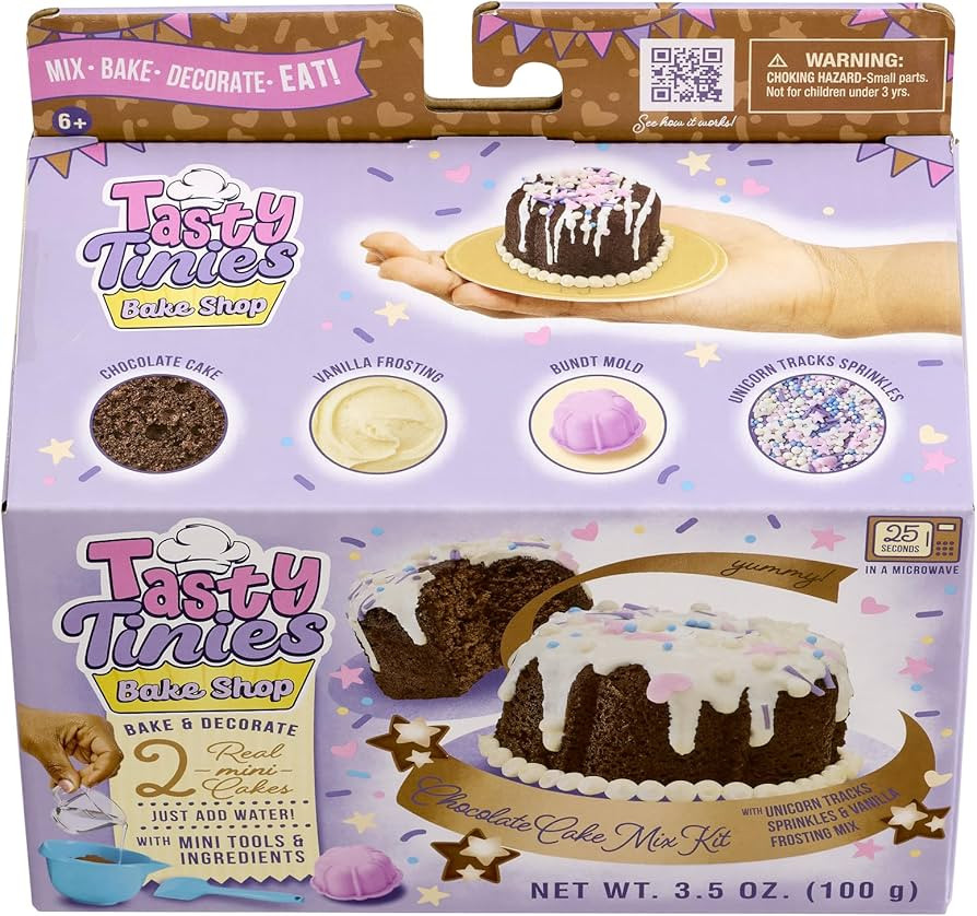 Amazon.com: Goliath Tasty Tinies Bake Shop Chocolate Cake Mix Kit with Unicorn Tracks Sprinkles &... | Amazon (US)
