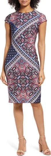Mixed Print Scuba Crepe Body-Con Dress | Nordstrom