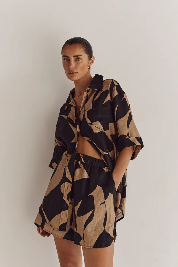 MAPLE CAMEL LINEN SHIRT | DISSH