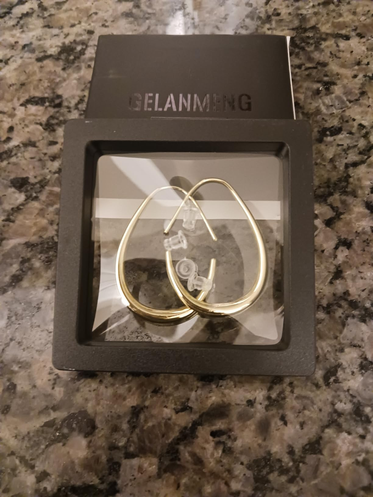 Lightweight Teardrop Hoop Earrings for Women - 14k Gold/White Gold Plated Large Oval Pull Through... | Amazon (US)