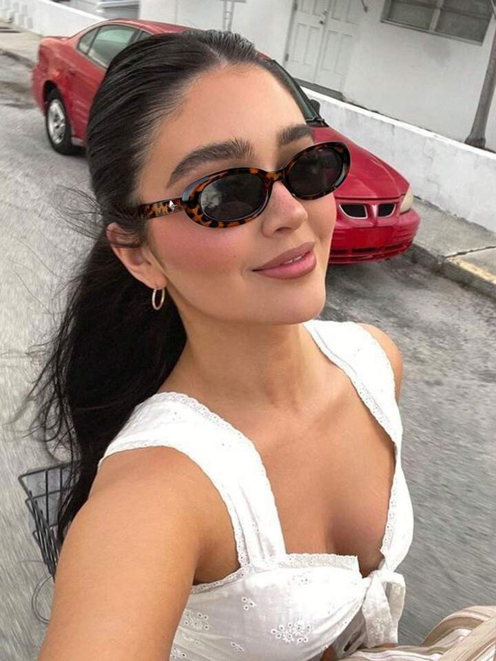 1pc Women's Vintage Full Frame Oval Bohemian Fashion Glasses, Summer Beach Accessory Beach Access... | SHEIN