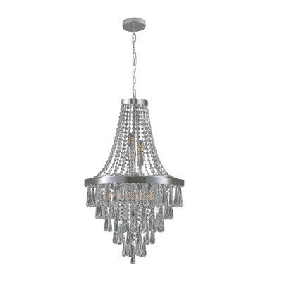 20" Chrome Crystal Chandelier With Adjustable Height, Modern Ceiling Light Fixture For Living Room, Dining Room, Staircase, 11-Light E12 Bulb Base (No | Wayfair North America