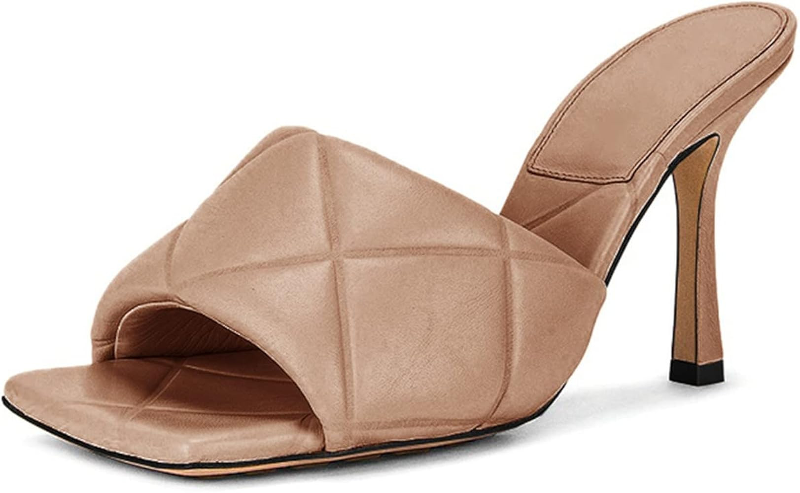 Mskilder Women's Sandal Heels Square Toe Backless Slip On Stiletto Mules Slides Dress Sandals | Amazon (US)