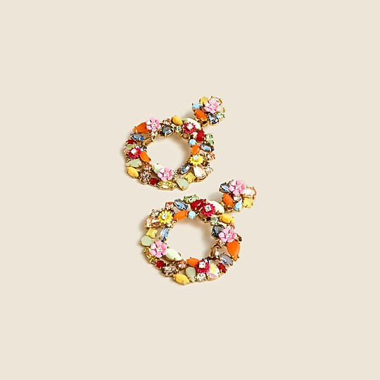 Colorful floral hoop earrings | J. Crew US