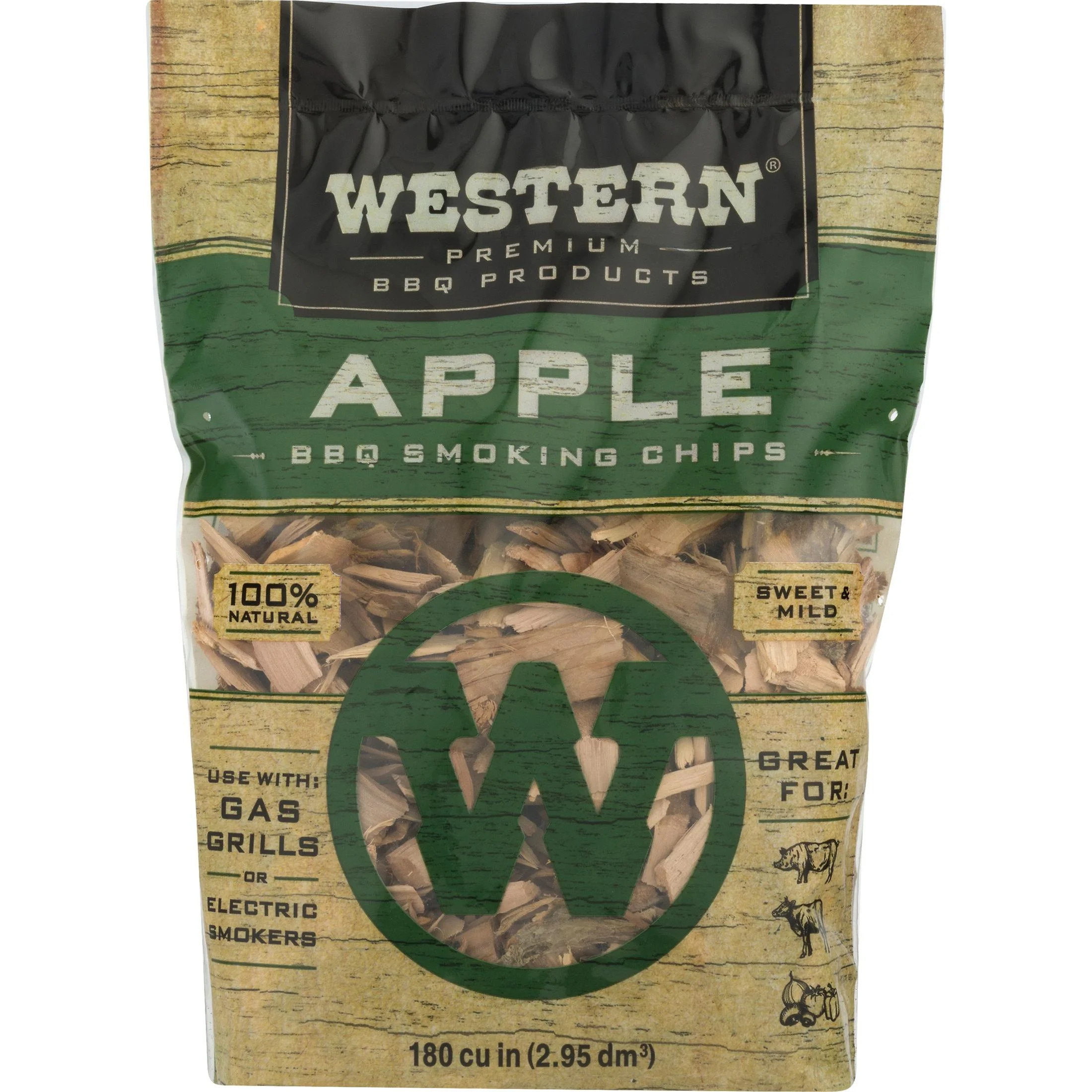 Western Premium BBQ Products Apple BBQ Smoking Chips, 180 cu in - Walmart.com | Walmart (US)