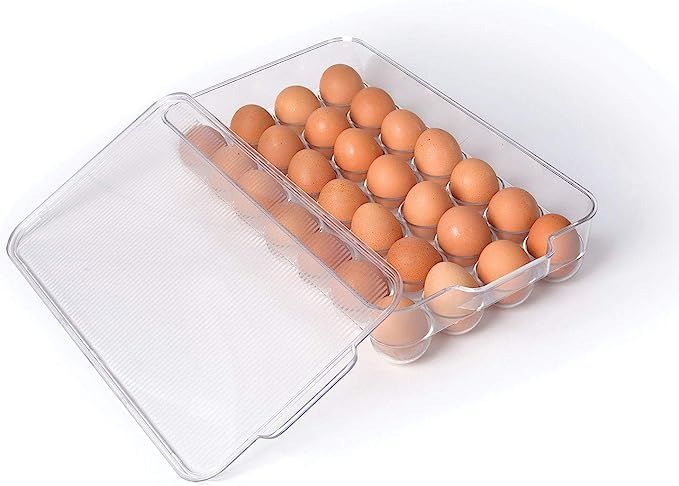 Totally Kitchen Plastic Egg Holder, BPA Free Fridge Organizer with Lid & Handles, Refrigerator St... | Amazon (US)