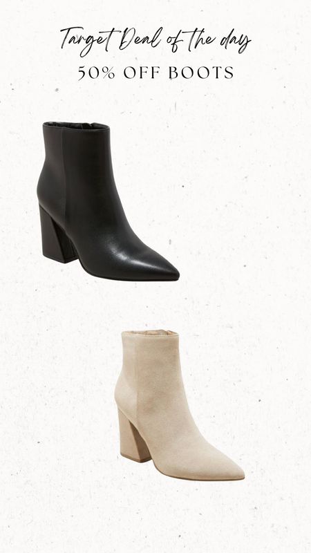 Target deal of the day. 50% off women’s boots. Boots under $20 

#LTKsalealert #LTKHoliday #LTKGiftGuide