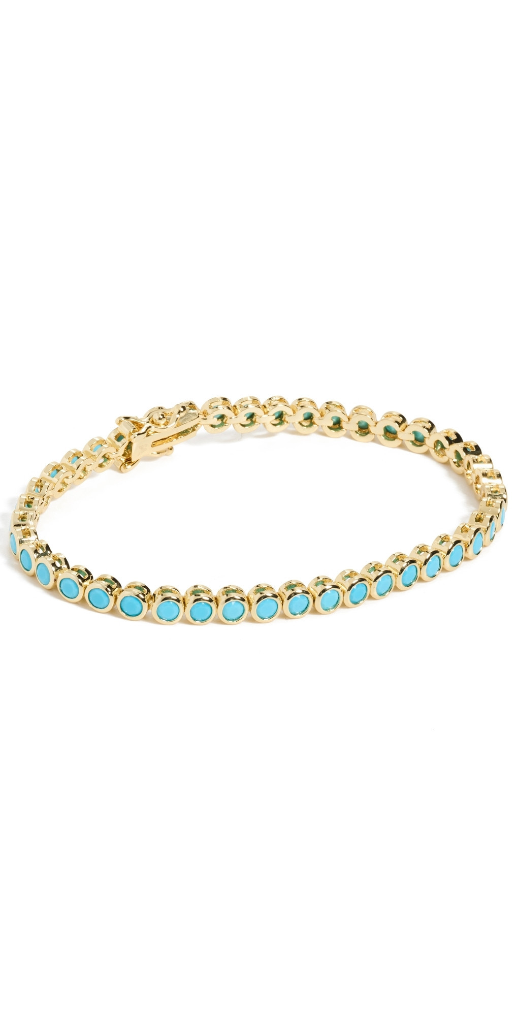 By Adina Eden Turquoise CZ Bezel Tennis Bracelet Turquoise One Size | Shopbop