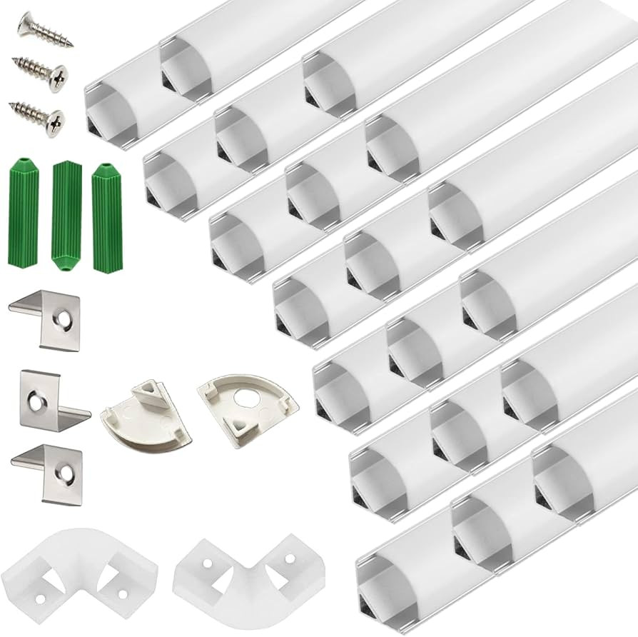 THMOOTHER UV Resistance 3.28FT V Shape LED Strip Channel Diffuser,20-Pack Aluminum Profile with F... | Amazon (US)