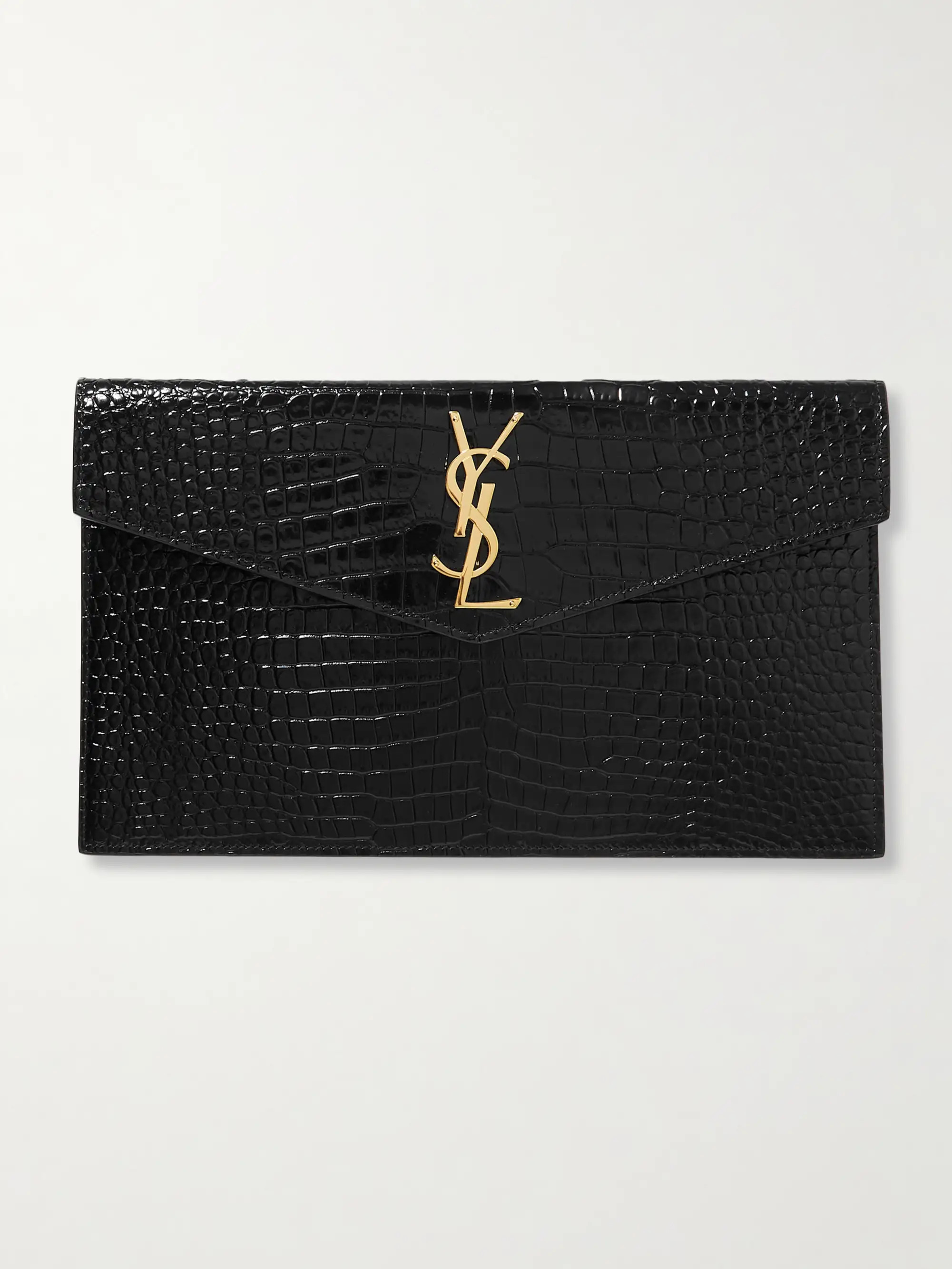 Uptown croc-effect patent-leather pouch | NET-A-PORTER (US)