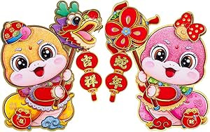 Chinese New Year Decorations 2025 Blessing Door Sticker Decorative New Year Zodiac Snake Characte... | Amazon (US)