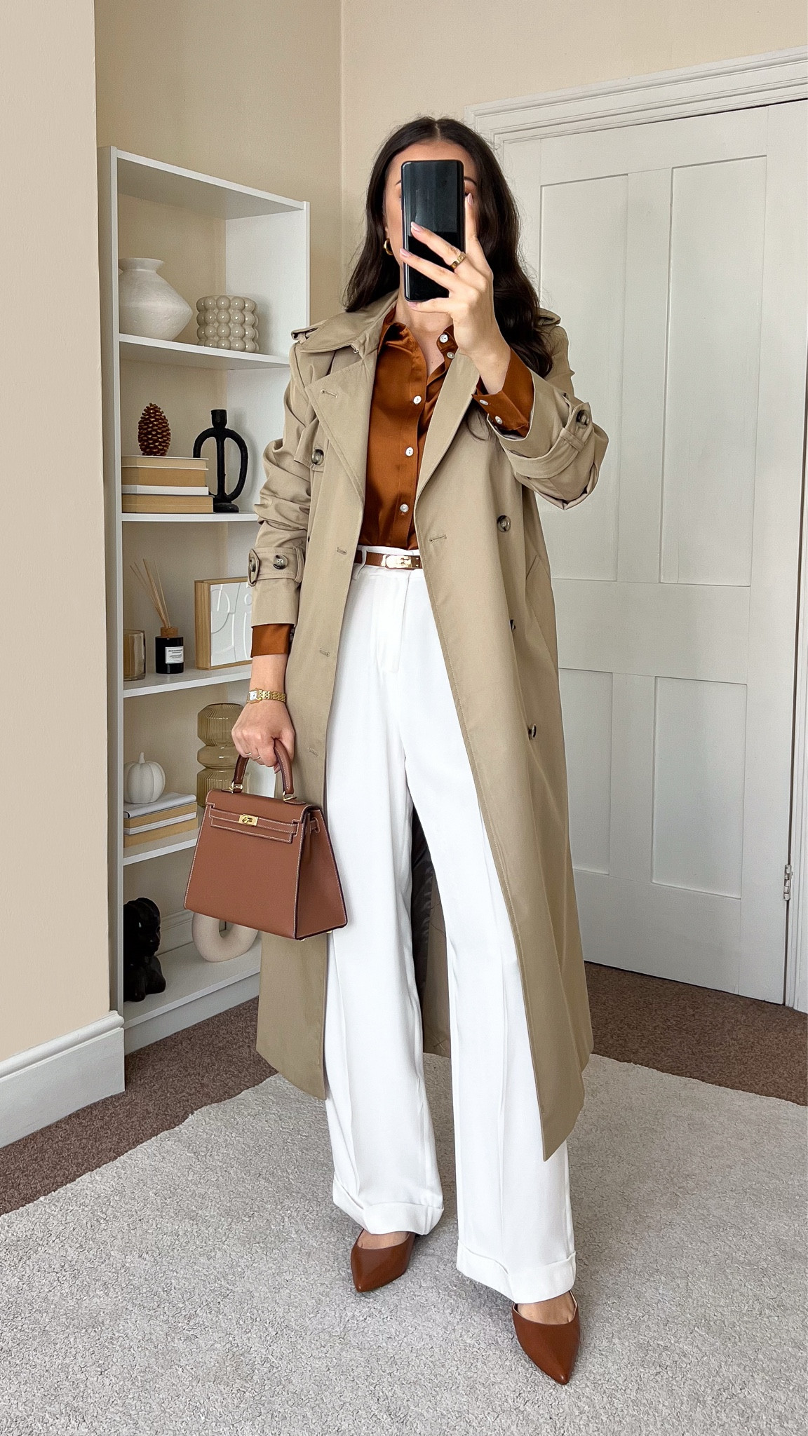 Smart casual transitional outfit. Shirt is M&S, wearing size UK8. Trench coat is Mango, wearing size S. Trousers are Lily Silk, wearing size UK10. Bag is Totes Luxe, I cannot link it here, I’ve linked similar. 

#LTKmodest #LTKstyletip #LTKautumn