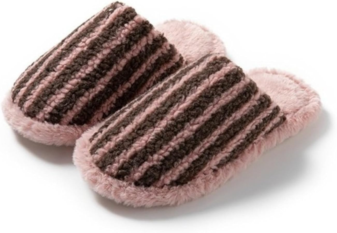 Stripe Slippers-Fluffy Fur Chic Fashion Casual Clean Y2k Cute Indoor Outdoor Vacation Bathroom Co... | Amazon (US)