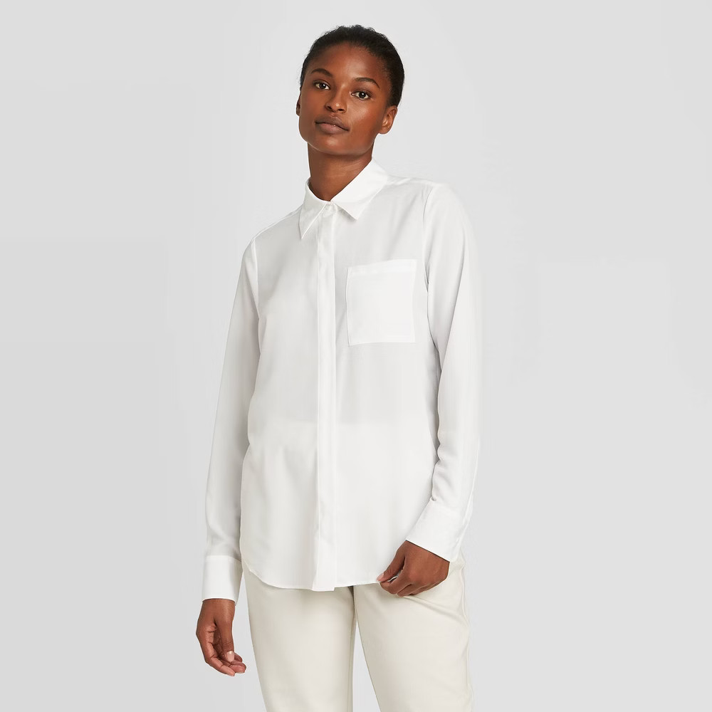 Women's Long Sleeve Open-Front Button-Down Shirt - Prologue™ | Target