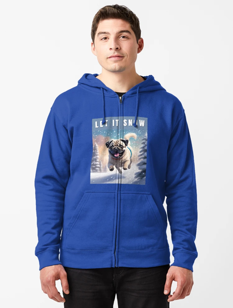 Snow Fawn Pug - Let it Snow Zipped Hoodie | Redbubble (US)