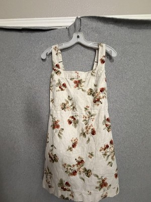 Abercrombie & Fitch Dress Womens M White Strawberry Sundress Short Fruit Pockets | eBay | eBay US