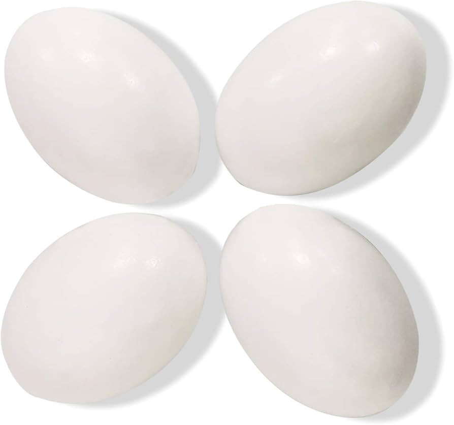 4 Pcs Wooden Eggs,White Easter Fake Eggs,Use for Making Easter Gifts Decorations,DIY,Crafts,Kid G... | Amazon (US)