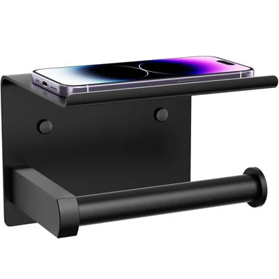 Toilet Paper Holder With Phone Shelf, Rustproof & Multifunctional Stainless Steel Bathroom Storage Dispenser | Wayfair North America