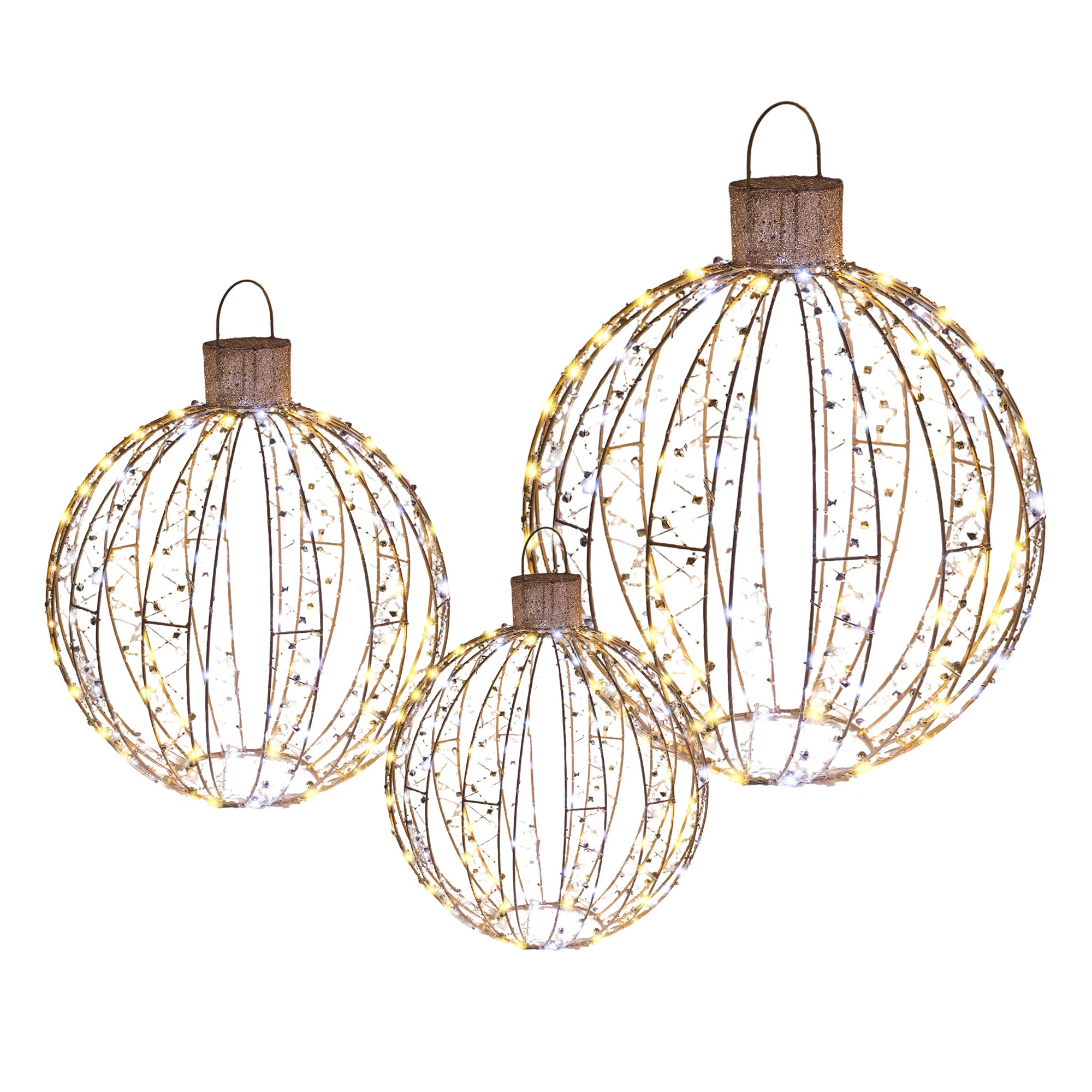 3PCS Ornaments LED Ball Lights Outdoor Christmas Decorations Hanging Ball Light | Wayfair North America