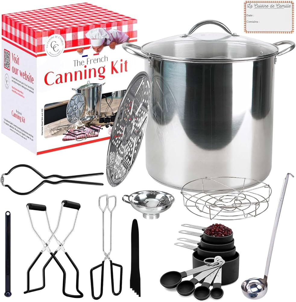 Canning pot with rack and lid - Water bath canner for canning - Complete premium canning kit with... | Amazon (US)