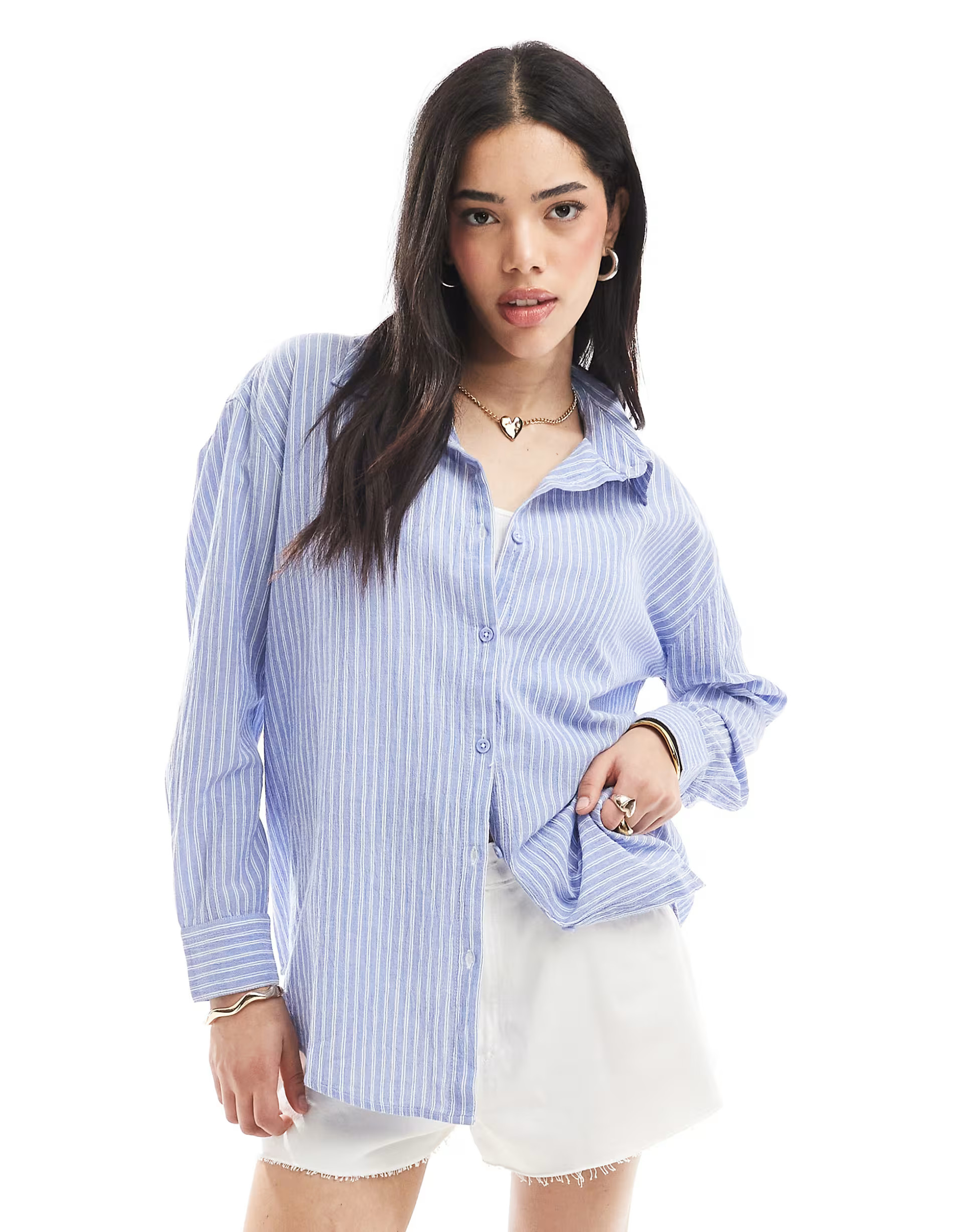 Cotton On long sleeve shirt in stripe texture | ASOS | ASOS (Global)